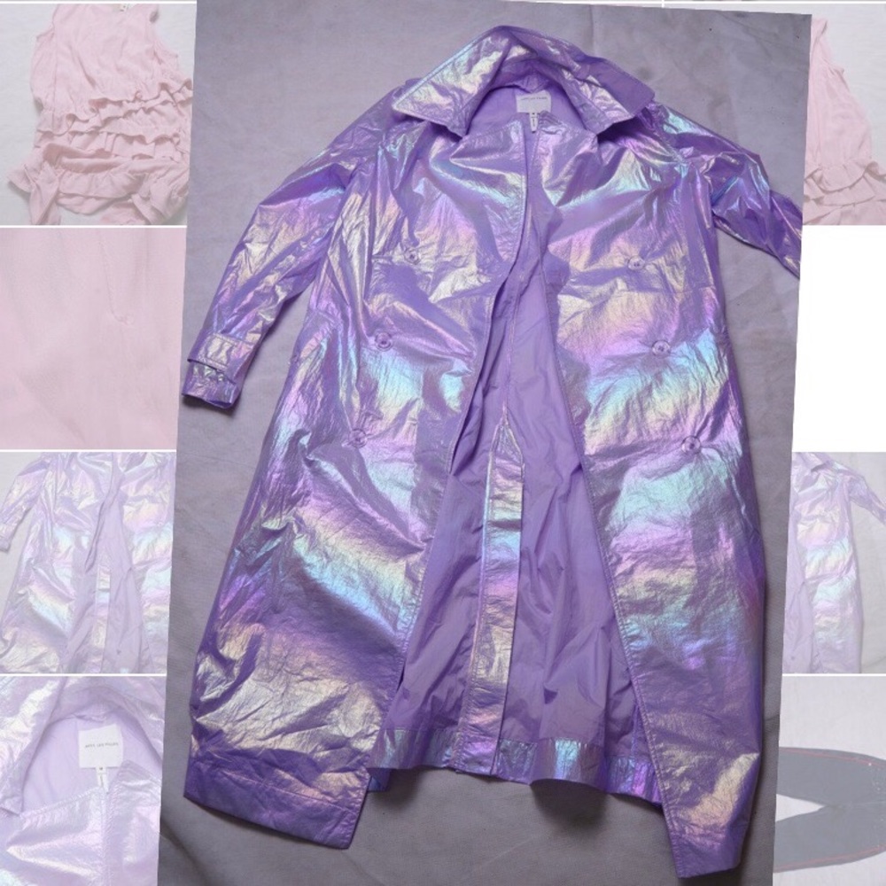 Avec les Filles iridescent hologram rain jacket